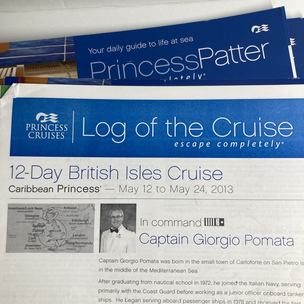 2013 Princess 12 Day British Isles Cruise Daily Newsletters Lot of 19 Vacation